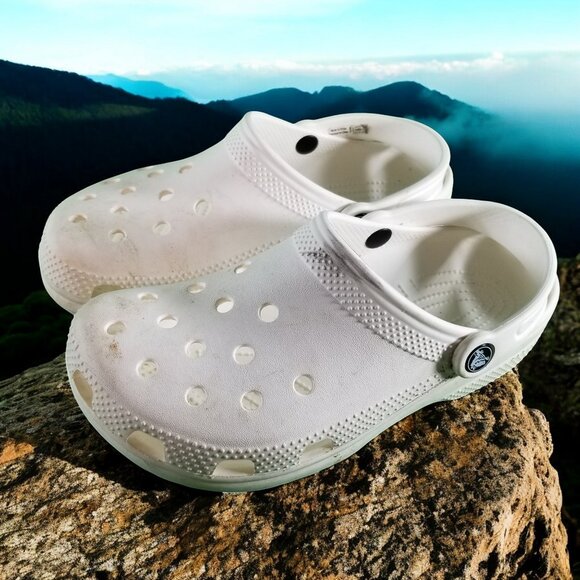 Crocs Men's 5 Women's 7 White Slip On Comfort Sandals Shoes 12436 - Picture 4 of 8